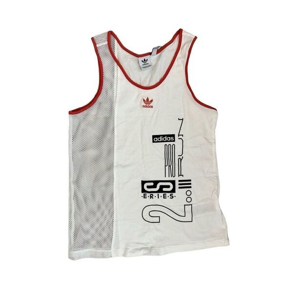 Adidas White Active Icons OG Mesh Panel Tank Top XS - Picture 2 of 5